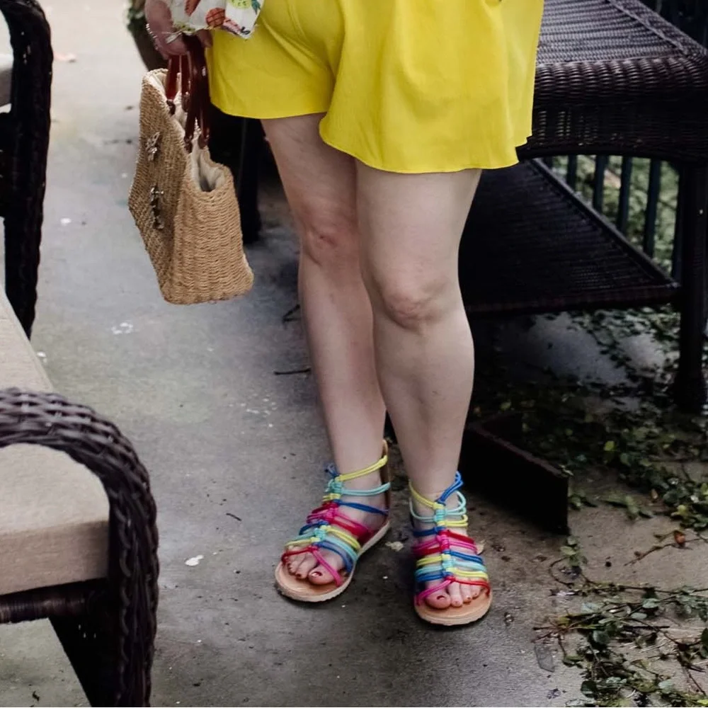 *3 for $20* Stevie’s rainbow gladiator-style sandals, women’s size 5. - Picture 3 of 14